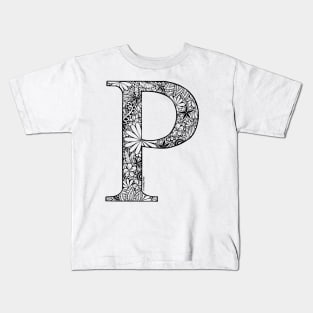 Floral letter Capital P Kids T-Shirt